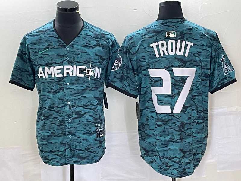 Men's Los Angeles Angels #27 Mike Trout Teal 2023 All Star Cool Base Stitched Jersey,We sell and wholesale Men's Los Angeles Angels #27 Mike Trout Teal 2023 All Star Cool Base Stitched Jersey on line form chian!